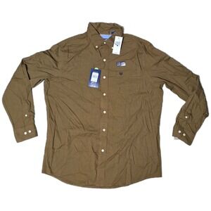 LG Chaps Mens Easy Care‎ Easy Wear Long Sleeve Button Down Shirt Aztec Gold (W)